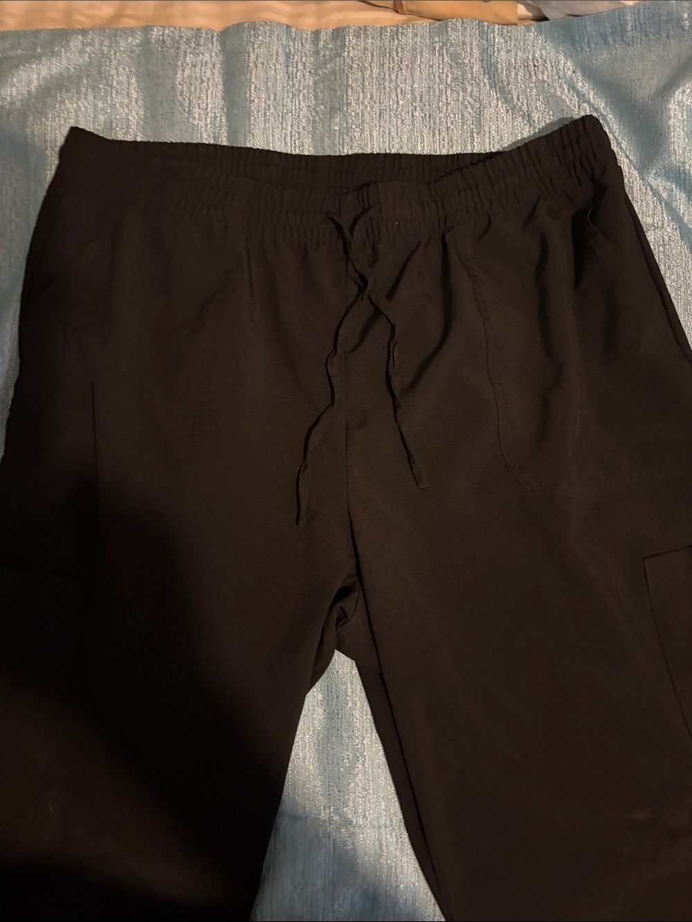 Unisex Black Drawstring Casual Pants